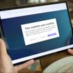 tablet with cookie popup